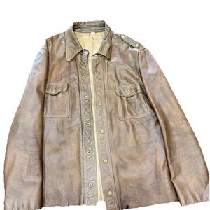 Vintage Genuine Leather Men’s Jacket- Size 44 Very Rare Trucker/Workwear